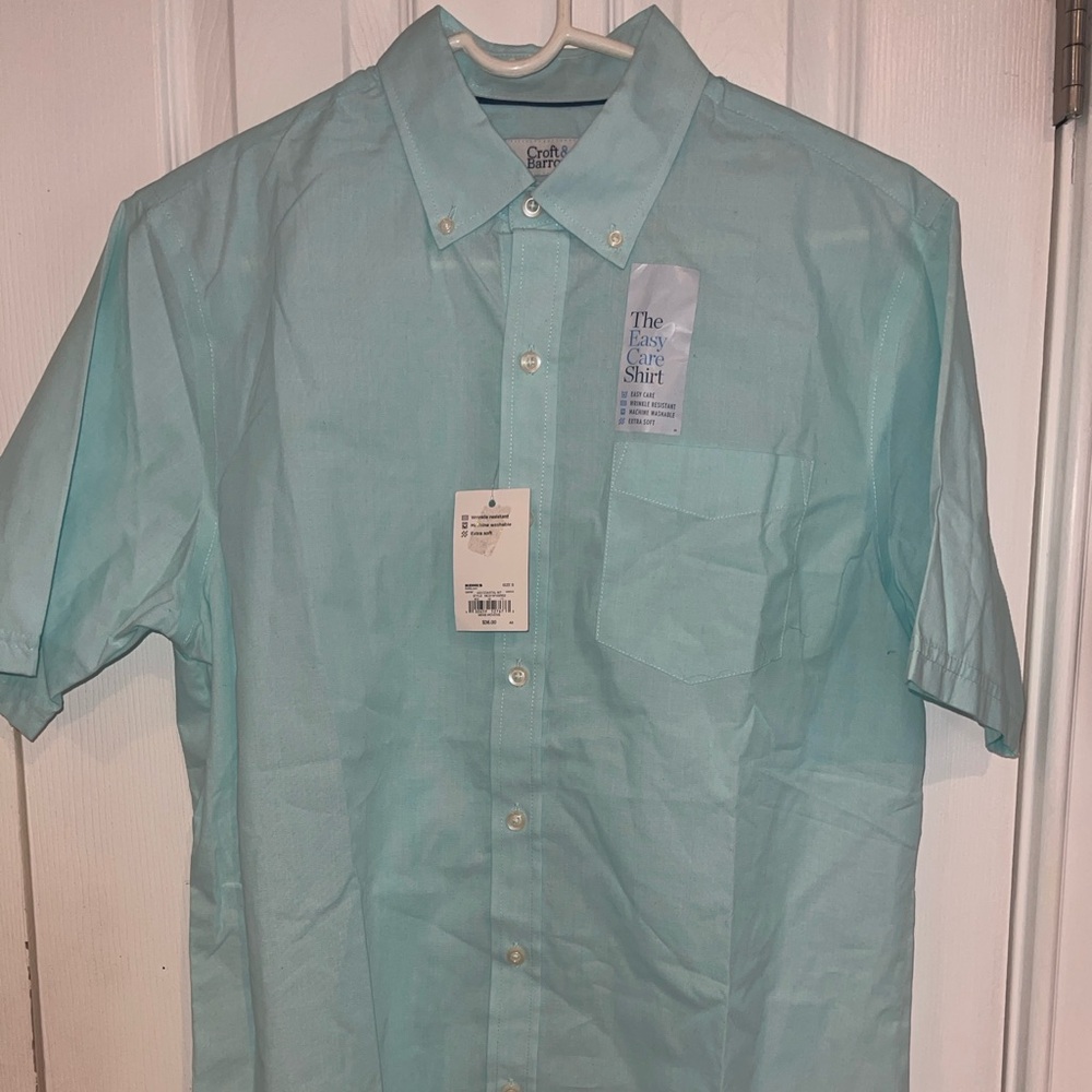 Croft & Barrow Men's Light Blue Short Sleeve Button Up Shirt Sz S